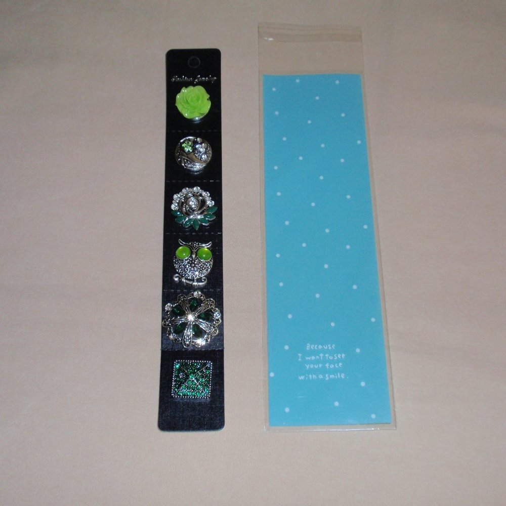 B1G1 SALE Lot of 6 Snaps Green 18mm Owl Square Rose Jewelry
